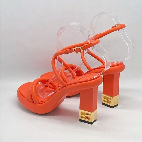 Fendi Baguette Ff Leather Strappy Sandal In Orange size 36.5 - Picture 7 of 14